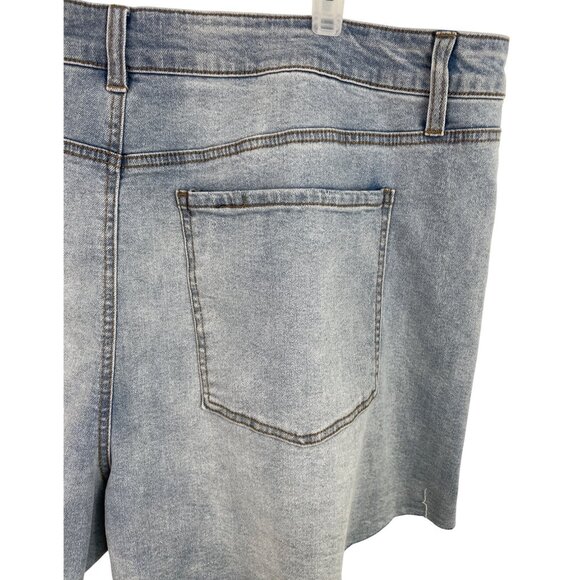 Stitch Star Floral Embroidered Fray Bottom Denim Shorts Womens Size 22W - Picture 7 of 10